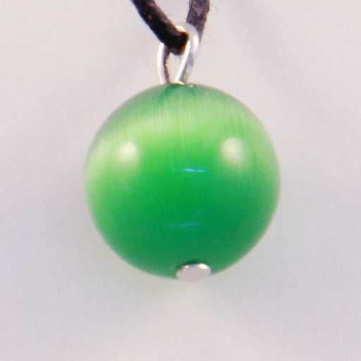 420014 - Подвеска шарик темно-зеленый кошачий глаз