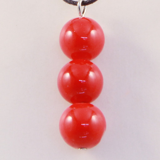 420047 - Подвеска три шарика красный коралл