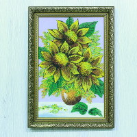 14158106 - Натюрморт подсолнухи А4, фон - сиреневый