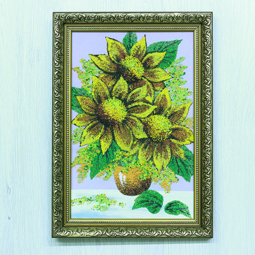 14158106 - Натюрморт подсолнухи А4, фон - сиреневый