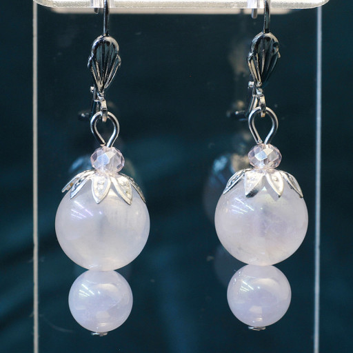 431054 - Серьги ягодка из розового кварца