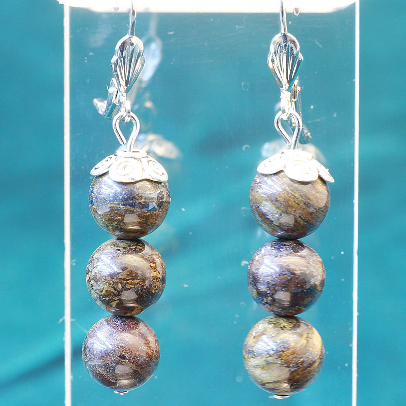 431101 - Серьги три шарика из бронзонита