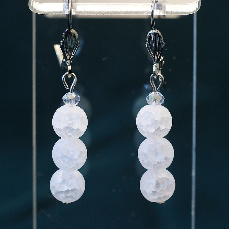 431152 - Серьги три шарика 8 мм из кварца сахарного