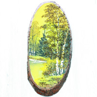 14160564 - Картина на спиле дерева закат в лесу 40 см осень.