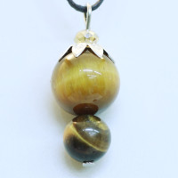 421058 - Подвеска ягодка Канзаши коричневый