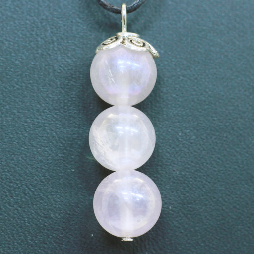 421104 - Подвеска три шарика 10 мм из кварца розового