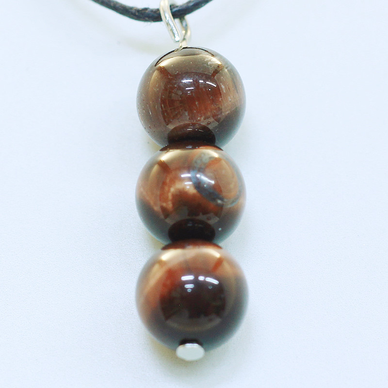 421158 - Подвеска три шарика 8 мм Канзаши коричневый