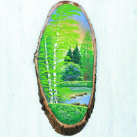 14160934 - Картина на спиле дерева закат в лесу 60 см лето